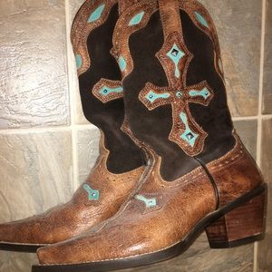 worn once turquoise and brown wrist cowboy boots